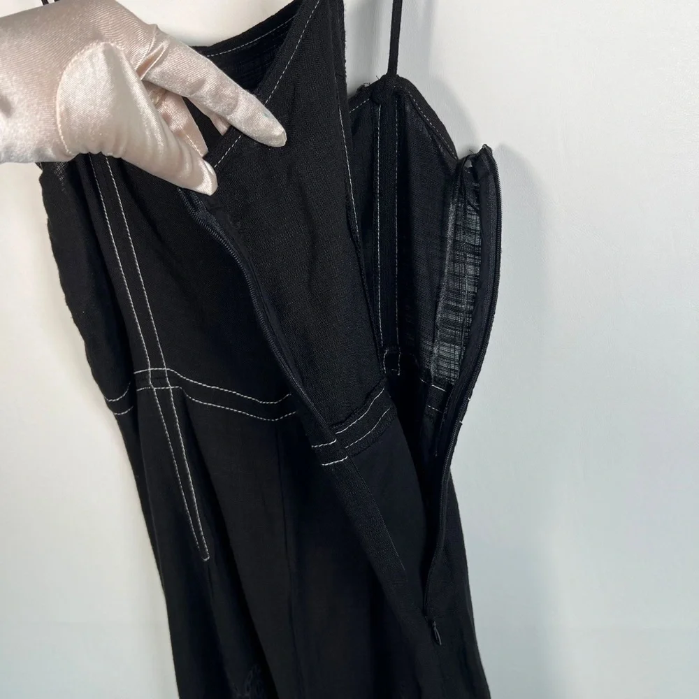 NWT ZARA Short Jumpsuit Topstitching Eyelet Embroidery‎ Hem Straps 7200/113 XS